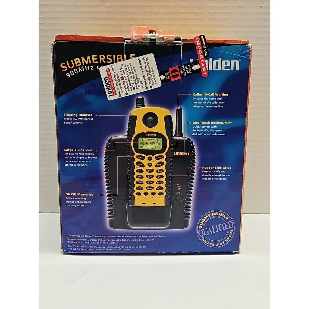 NEW - UNIDEN WXI 377 SUBMERSIBLE CORDLESS PHONE IN ORIGINAL BOX WITH PAPERS